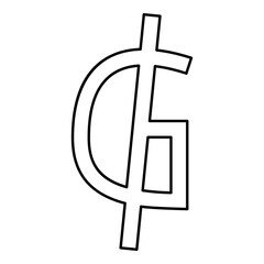 Symbol sign of Guarani Paraguay's official currency Paraguay money contour outline line icon black color vector illustration image thin flat style