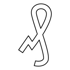 Pfennig German penny sign glyph money symbol contour outline line icon black color vector illustration image thin flat style