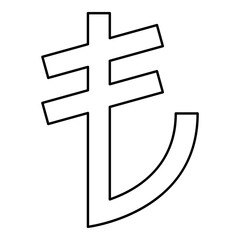 Turkish lira currency symbol money contour outline line icon black color vector illustration image thin flat style