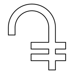 Dram Armenian sign symbol money contour outline line icon black color vector illustration image thin flat style