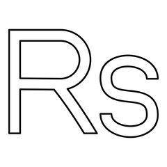 Rupee sign currency symbol money Rs contour outline line icon black color vector illustration image thin flat style