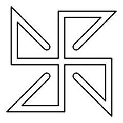 Yarovrat symbol sign slavic pagan contour outline line icon black color vector illustration image thin flat style