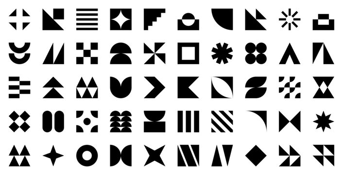 Modern Geometric Shapes Vector Set. abstract figures, diverse forms, basic elements, and creative symbols for contemporary design and branding assets.