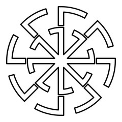 Svitovit symbol sign slavic pagan contour outline line icon black color vector illustration image thin flat style