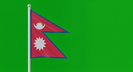 Nepal's Crimson Flag Flutters Against a Vibrant Green