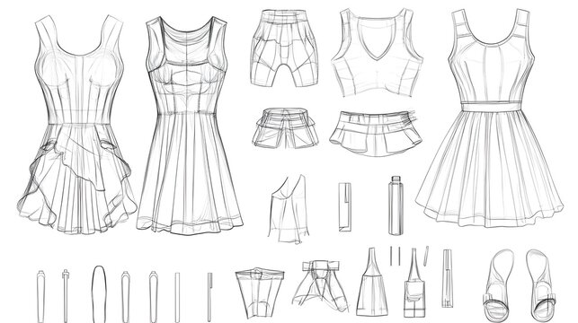 Flat technical sketch of a women’s dress top with front and back views and tech pack details.

Concept:
Represents fashion design and apparel development—ideal for tech packs and garment production.