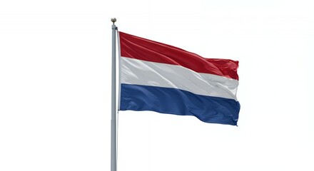 Netherlands Flag Fluttering Proudly Against a Clear Sky
