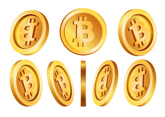 A collection of Bitcoin coins shown from different perspectives to showcase their detailed design and engaging features