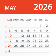 May 2026 Calendar Leaf - Vector Illustration