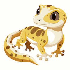 Crested Gecko Vector Illustration – Dalmatian Morph with Yellow Tint and Black Dots