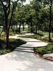 Obraz premium Serpentine Pathway Winding Through Lush Green Landscape