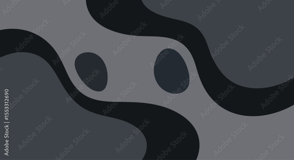Aufkleber sophisticated abstract background with interlocking dark gray waves and smooth organic forms