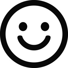 A Cheerful Black Outline Smiley Face Icon within a Circle, Symbolizing Happiness, Joy, Positive Feedback, Satisfaction, and Good Mood, Perfect for Customer Service, Reviews.