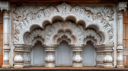Intricate Architectural Arches showcasing Classic Heritage with Decorative Columns and Cultural Details on Historical Surface