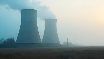 nuclear power plant at sunset