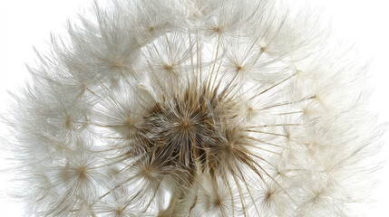 Macro close-up of dandelion seed head with realistic texture on transparent background

