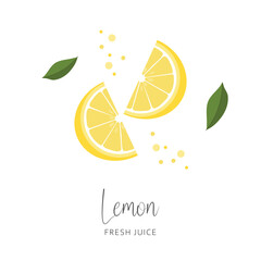Fresh lemon fruit, fresh juice on white background
