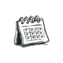 Doodle illustration of a calendar on isolated white background