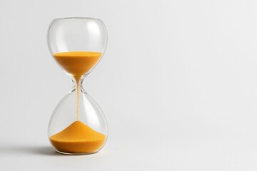 Classic hourglass with golden sand symbolizing passing time patience deadlines and limited resources concept