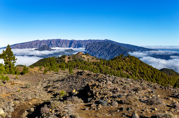 Volcanic landscape along Ruta de los Volcanes, Cumbre Vieja, Island La Palma, Canary Islands, Spain, Europe.