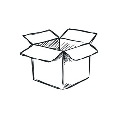 Doodle illustration of a parcel box on isolated white background