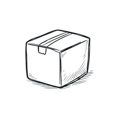 Doodle illustration of a parcel box on isolated white background