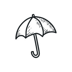 Doodle illustration of an umbrella on isolated white background