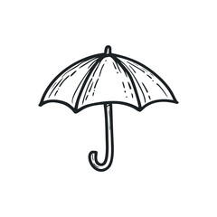 Doodle illustration of an umbrella on isolated white background
