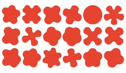 Collection of Red Abstract Shapes on White Background for Graphic Design