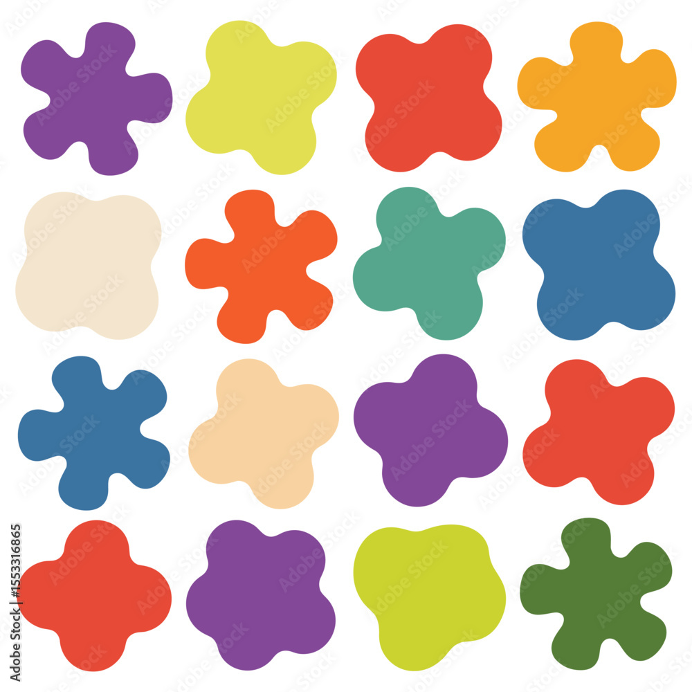 Poster colorful blob shapes pattern on white background for modern design elements