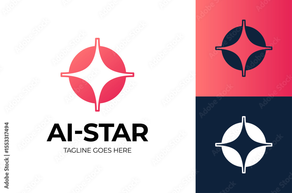 Poster spark star circle logo. vector logo design of light beam shape with abstract shape in modern, simple