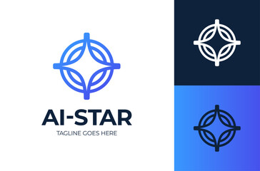 spark star circle logo. vector logo design of light beam shape with abstract shape in modern, simple and clean style. Icon for business, research, technology and personal branding