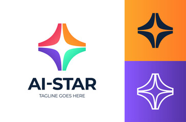 spark star ai logo. vector logo design of light beam shape with abstract shape in modern, simple and clean style. Icon for business, research, technology and personal branding