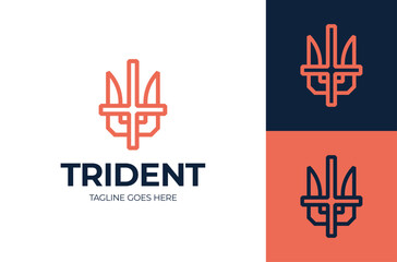 trident logo. Coat of arms of Ukraine Tryzub. Stylized trident Ukrainian state emblem icon design template flat vector.