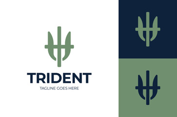 trident logo. Coat of arms of Ukraine Tryzub. Stylized trident Ukrainian state emblem icon design template flat vector.