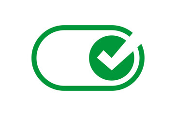 Toggle with Check Mark. Approve Line Icon. on off toggle switch buttons and check mark icon. switch toggle slider icon with right green buttons. turn on buttons, web UI interface vector illustration
