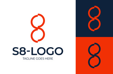 initial letter S and number 8 or double initial letter S with infinity logo design template.