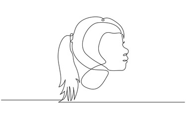Single continuous line drawing beautiful aesthetic portrait woman abstract face, Vector One Line Illustration for Minimalistic Home Décor, Wall Art, Posters, Print.