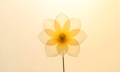 Abstract Yellow Flower Illustration on Light Background - Serene Minimalist Design
