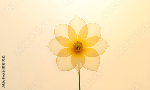 Abstract Yellow Flower Illustration on Light Background - Serene Minimalist Design