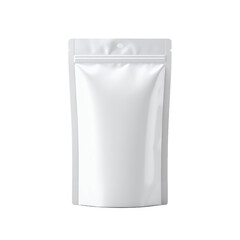 Minimalistic white pouch mockup, suitable for branding and packaging design presentation on transparent background