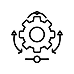 Gear icon with arrows indicating adjustments and settings  