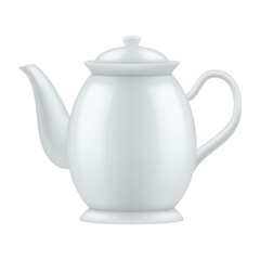 Illustration of a white ceramic teapot on a plain white background highlighting its elegant design