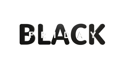 logo avec texte BLACK FRIDAY, noir et blanc sur fond transparent - rendu 3D