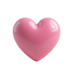3D Glossy Pink Heart Shape with Smooth Surface Isolated on Transparent Background