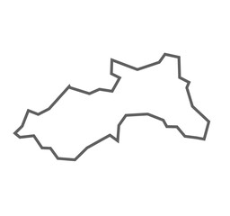 Hapur (Panchsheel Nagar) District Vector Map with Bold Black Outline of Uttar Pradesh, India