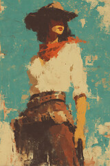 Painted Cowgirl Poster &ndash; Western Style Illustrated Artwork