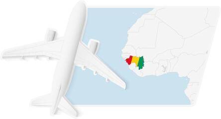 Airplane over Guinea Map © boldg
