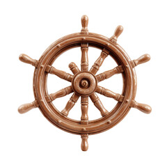 Wooden steering wheel with a brown finish. isolated-on-transparent-3d-background