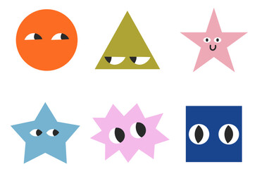 Abstract funny faces rainbow blob shape organic vector elements in pastel beige pink colors. Wavy liquid irregular forms in simple minimalistic style.